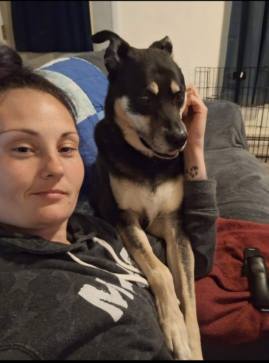 Stacie Shackett-Vance caring for a happy dog in Keene, NH